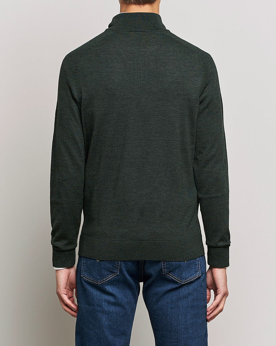 Men | Sweaters & Knitwear | Morris | John Merino Half Zip Olive
