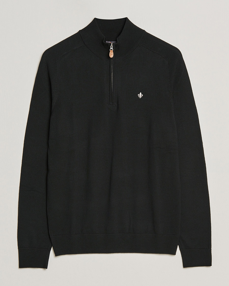 Men | Sweaters & Knitwear | Morris | John Merino Half Zip Black