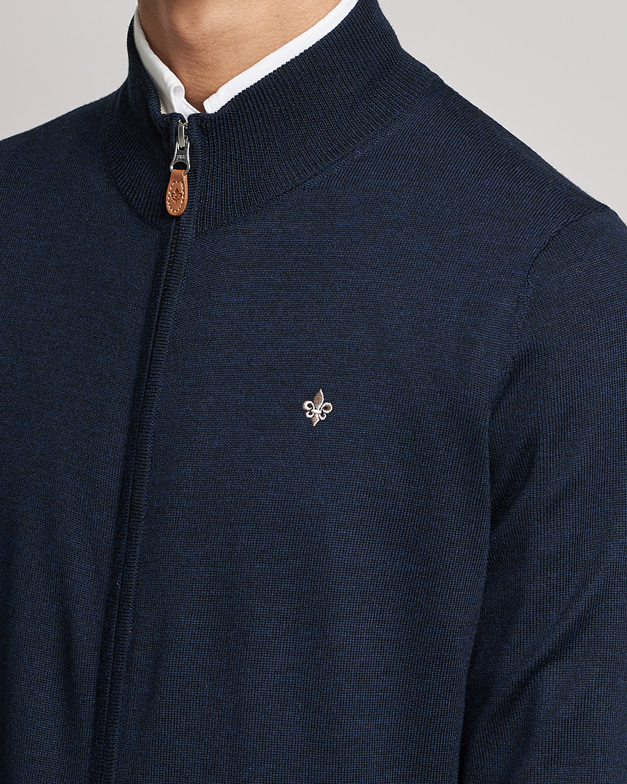 Men | Sweaters & Knitwear | Morris | Merino Zip Cardigan Navy