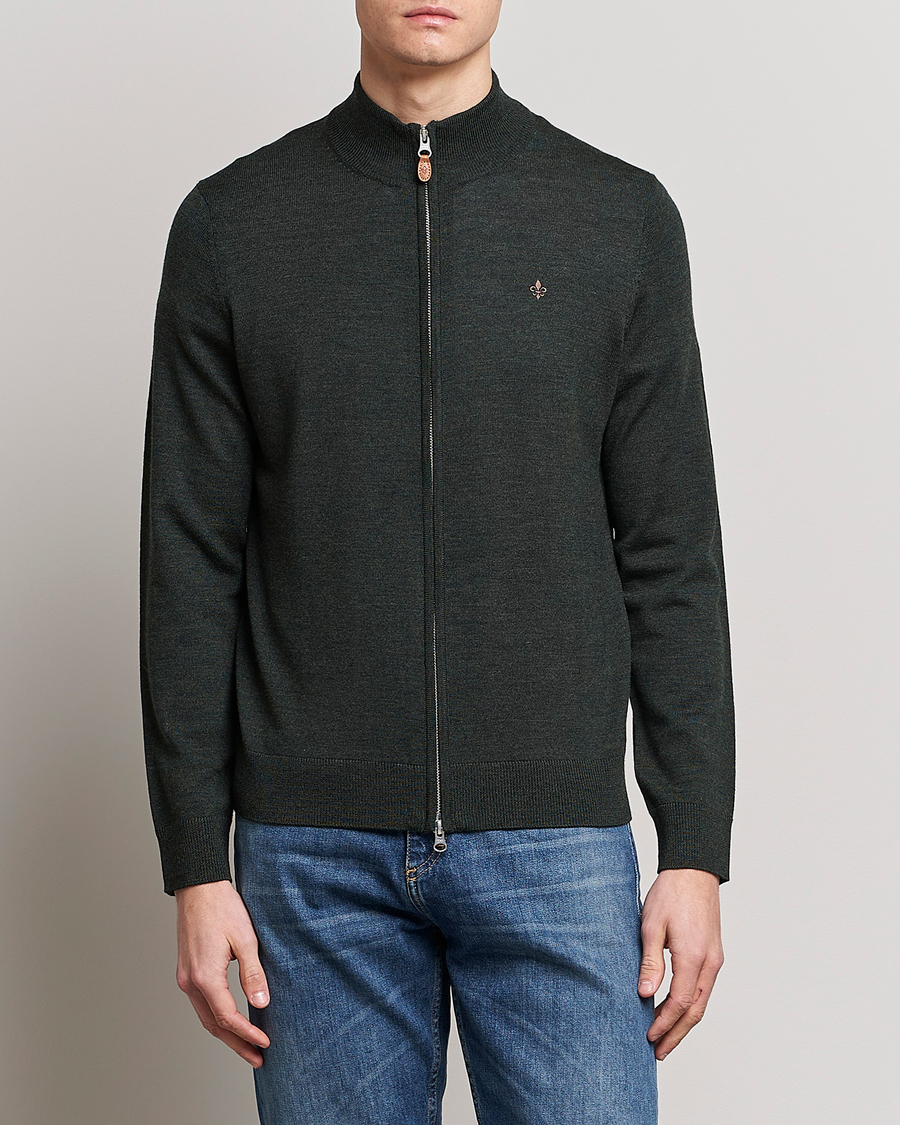 Men | Sweaters & Knitwear | Morris | Merino Full Zip Cardigan Olive