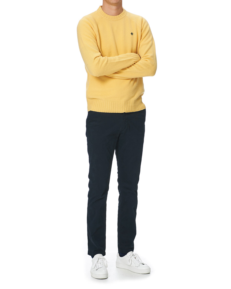 Men | Sweaters & Knitwear | Morris | Lambswool Knitted Crew Neck Yellow