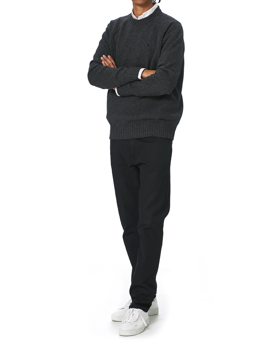 Men | Sweaters & Knitwear | Morris | Lambswool Knitted Crew Neck Dark Grey