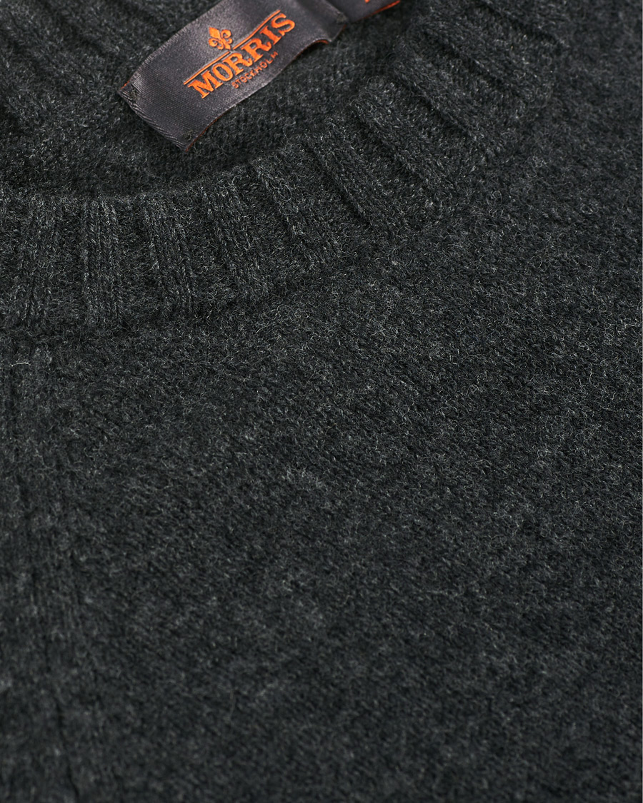 Men | Sweaters & Knitwear | Morris | Lambswool Knitted Crew Neck Dark Grey