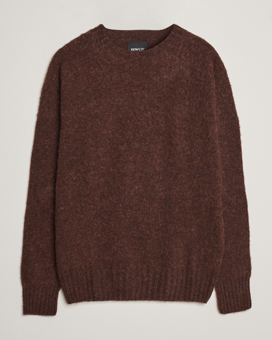 Men | Sweaters & Knitwear | Howlin' | Brushed Wool Sweater Brownish