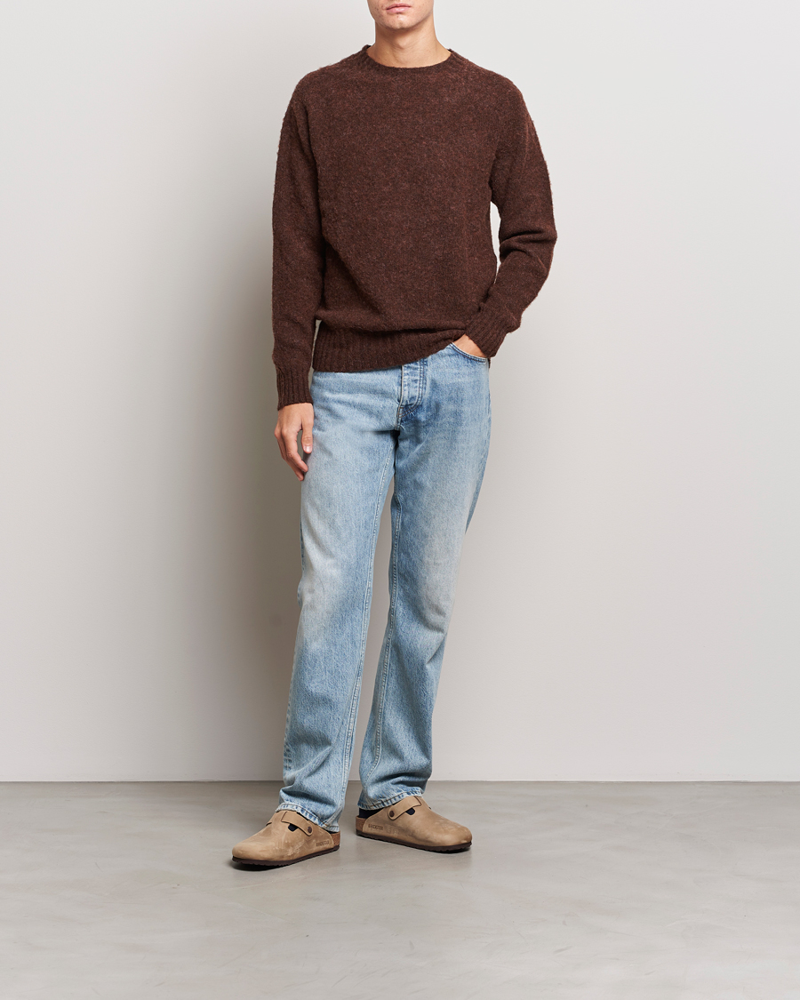 Men | Sweaters & Knitwear | Howlin' | Brushed Wool Sweater Brownish