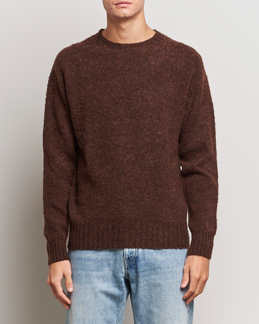Men | Sweaters & Knitwear | Howlin' | Brushed Wool Sweater Brownish