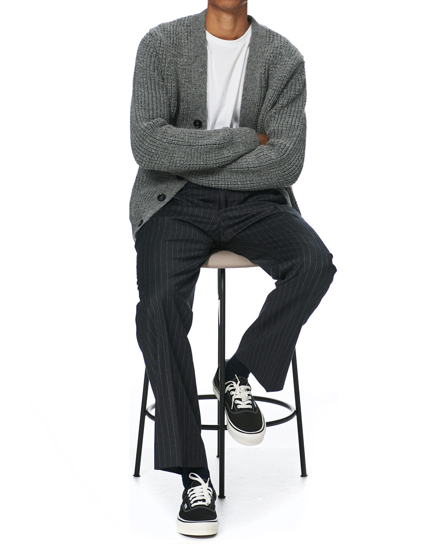 Men | Trousers | Sunflower | Mac Pinstripe Wool Trousers Charcoal