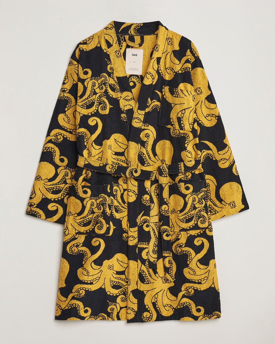 Men | Pyjamas & Robes | OAS | Terry Robe Black Octo
