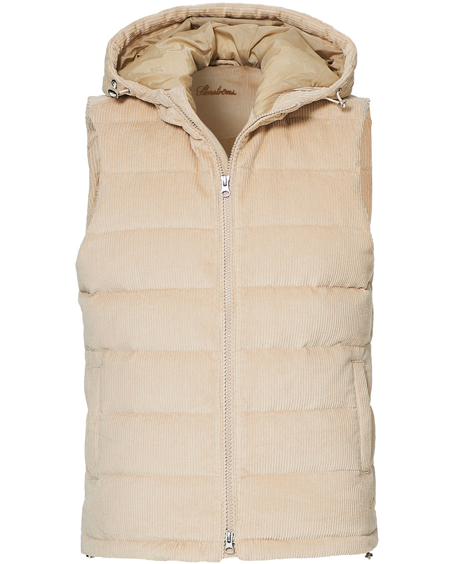 Men | Coats & Jackets | Stenströms | Padded Corduroy Hood Vest Creme