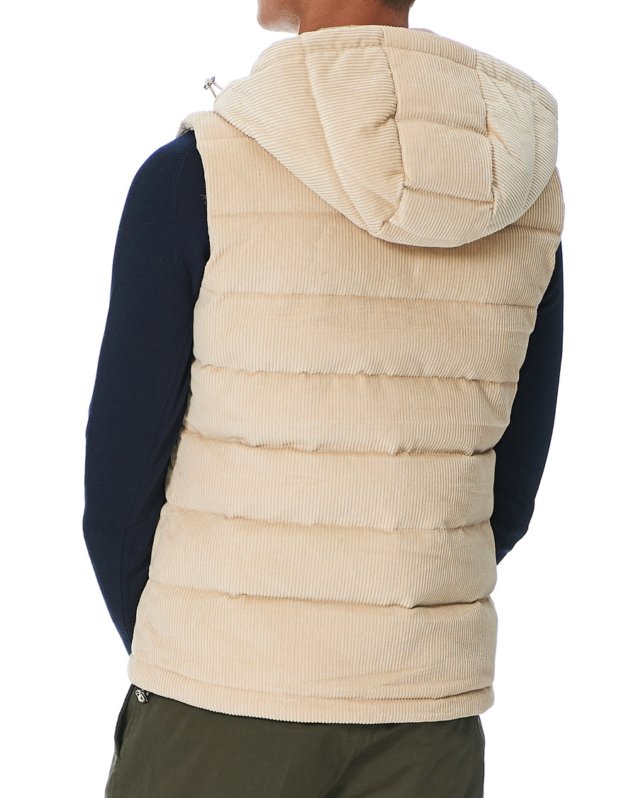 Men | Coats & Jackets | Stenströms | Padded Corduroy Hood Vest Creme
