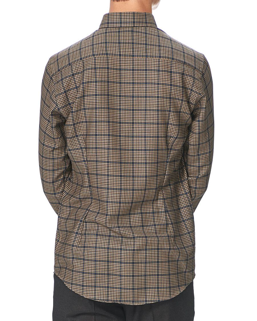 Men | Shirts | Eton | Slim Fit Big Checked Brushed Merino Shirt Brown