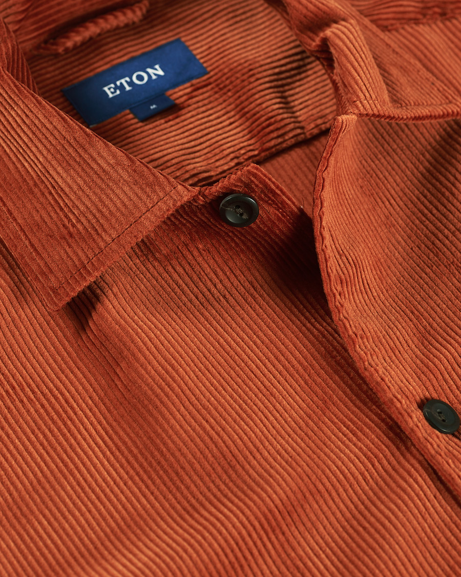 Men | Shirts | Eton | Cotton Corduroy Overshirt Orange