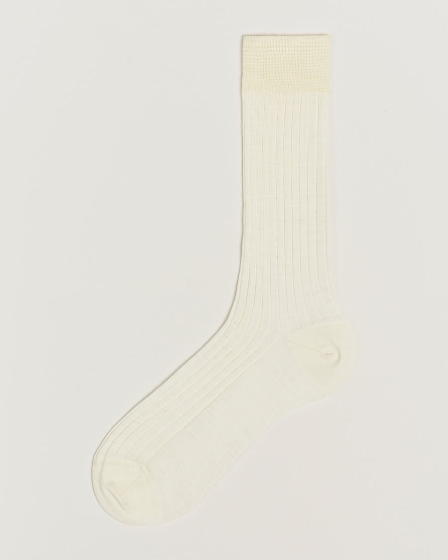 Men | Underwear & Socks | Bresciani | Wool/Nylon Ribbed Short Socks White