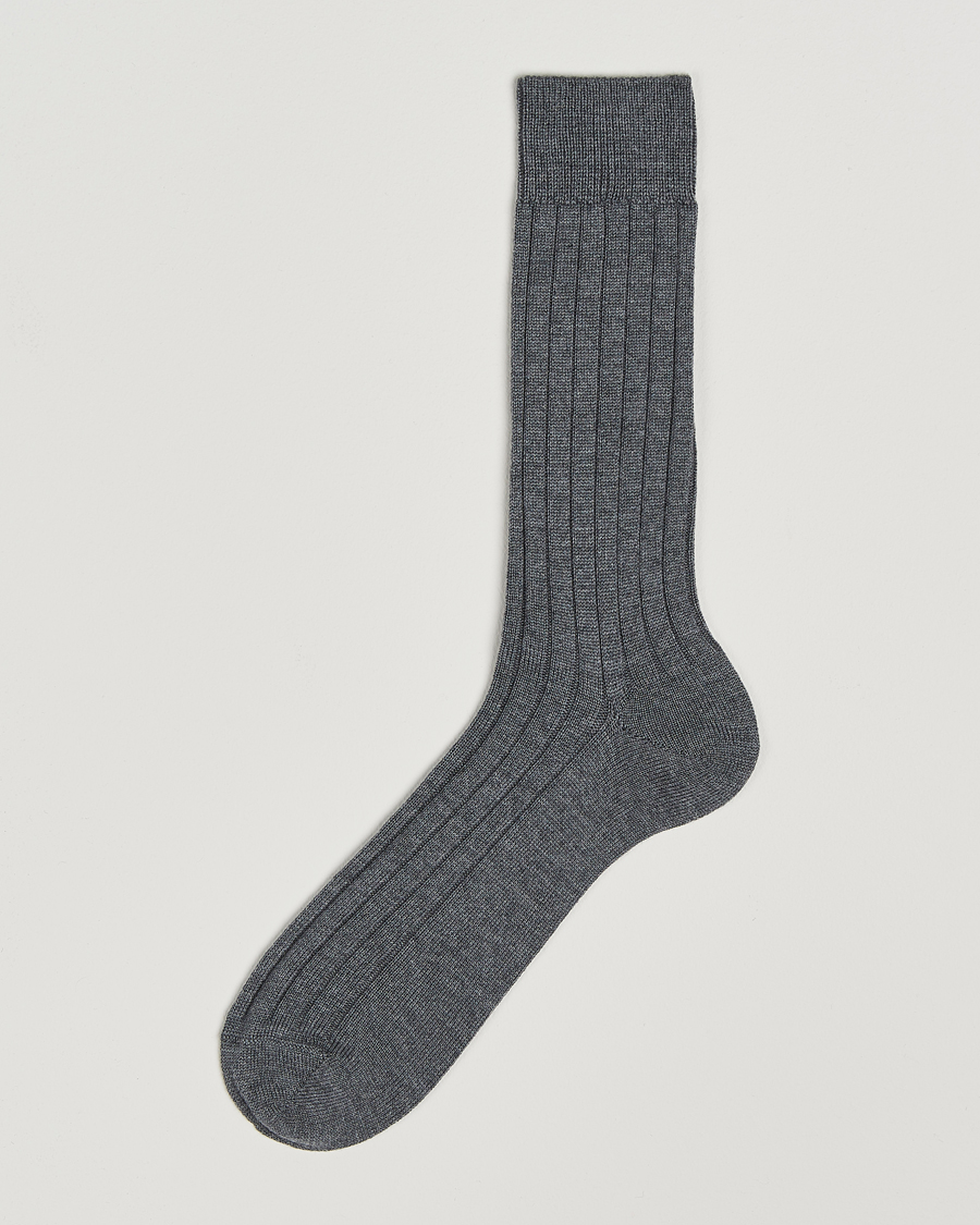 Men | Underwear & Socks | Bresciani | Wool/Nylon Heavy Ribbed Socks Grey