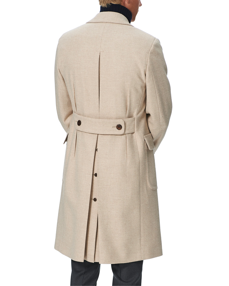 Men | Coats & Jackets | Lardini | Double Breasted Basket Weave Wool Coat Creme