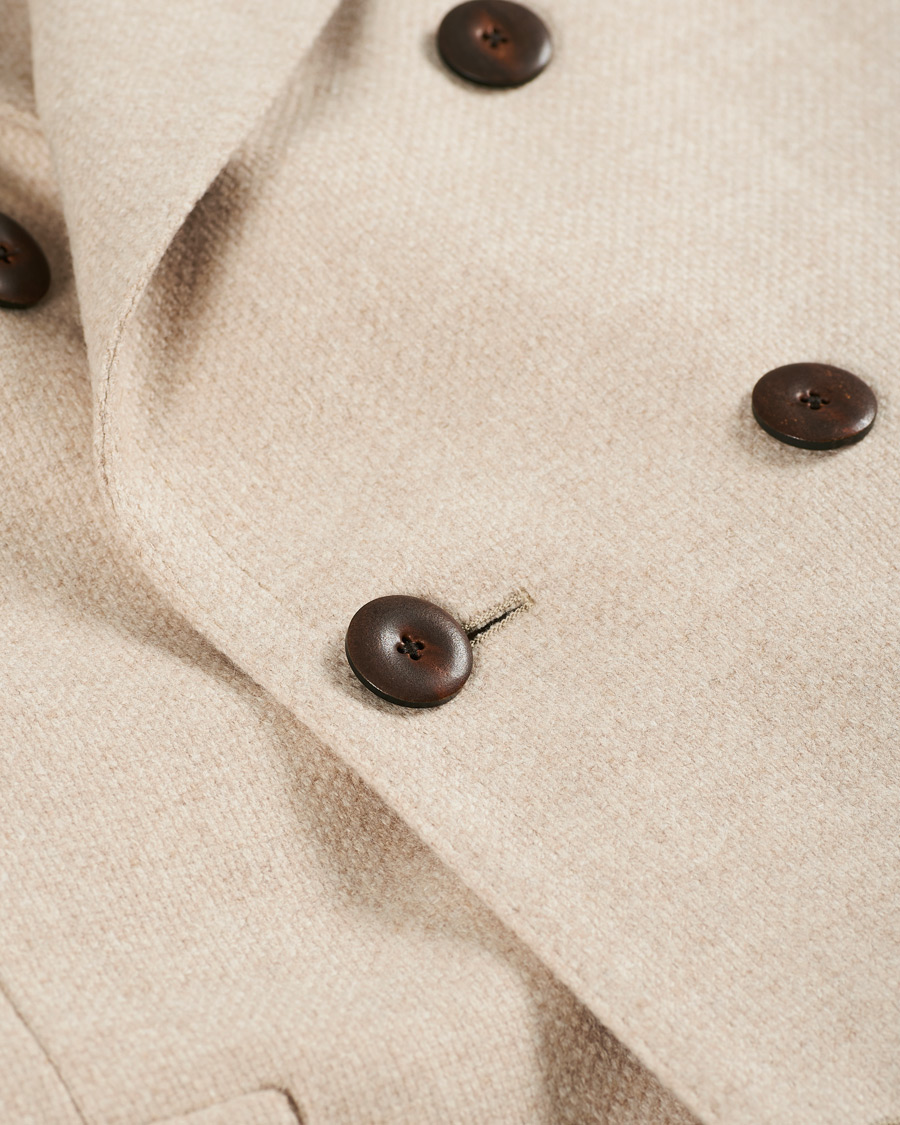 Men | Coats & Jackets | Lardini | Double Breasted Basket Weave Wool Coat Creme
