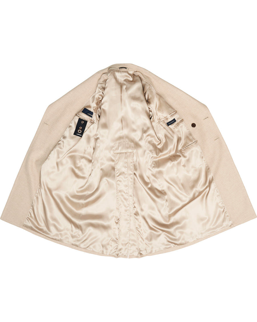Men | Coats & Jackets | Lardini | Double Breasted Basket Weave Wool Coat Creme