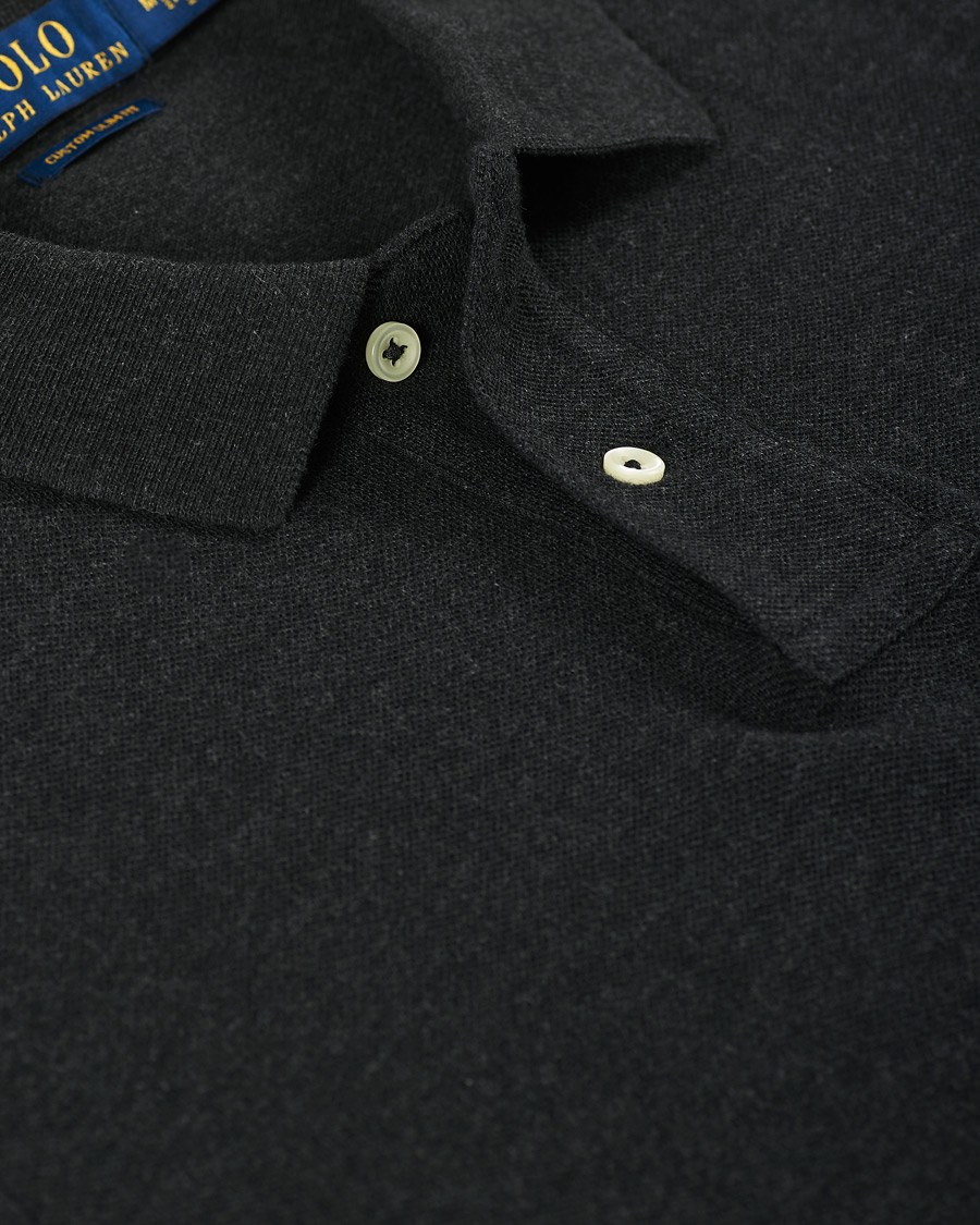 Men | Sweaters & Knitwear | Polo Ralph Lauren | Custom Slim Fit Long Sleeve Polo Black Marl Heather