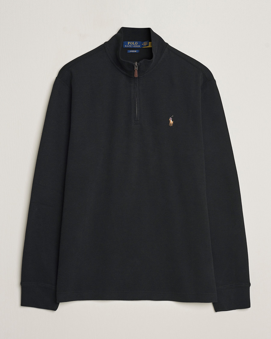 Men | Sweaters & Knitwear | Polo Ralph Lauren | Double Knit Jaquard Half Zip Sweater Polo Black