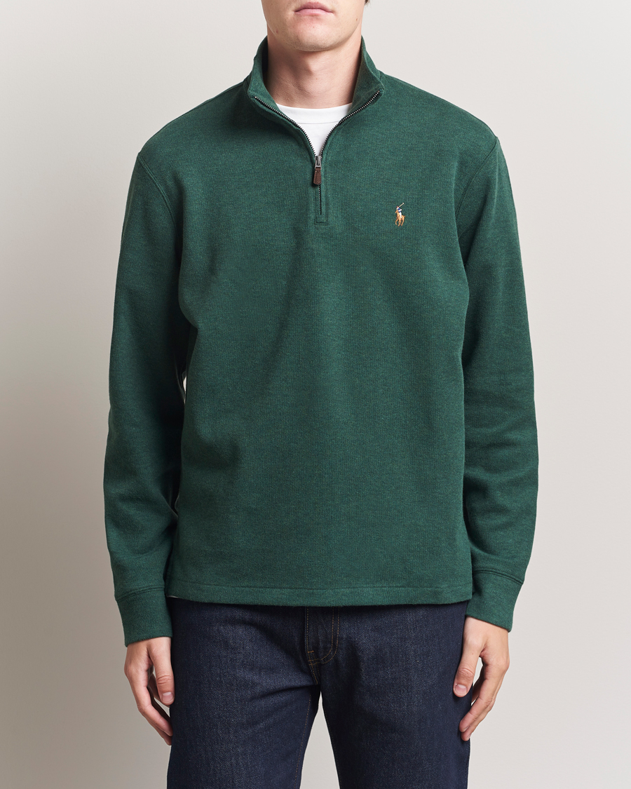 Men | Sweaters & Knitwear | Polo Ralph Lauren | Double Knit Jaquard Half Zip Sweater Pine Heather