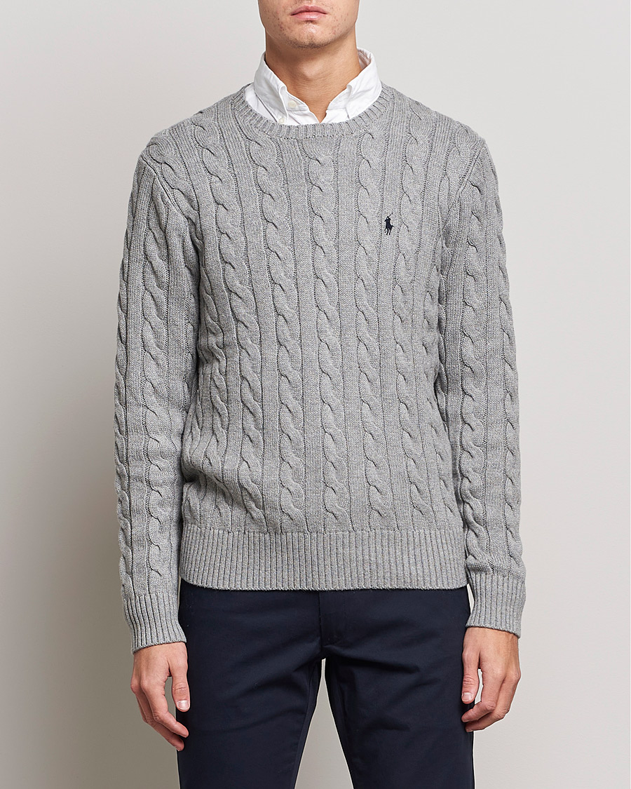 Men | Sweaters & Knitwear | Polo Ralph Lauren | Cotton Cable Pullover Fawn Grey Heather