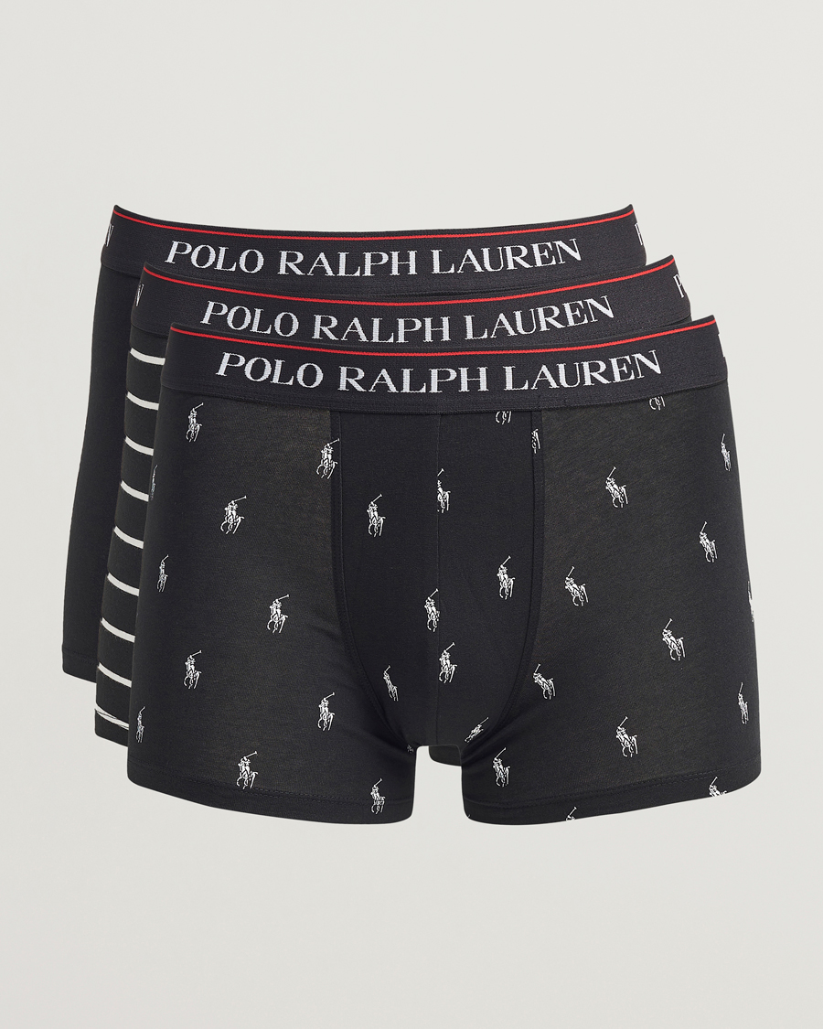 Men | Underwear & Socks | Polo Ralph Lauren | 3-Pack Trunk Black/Stripe/Pony
