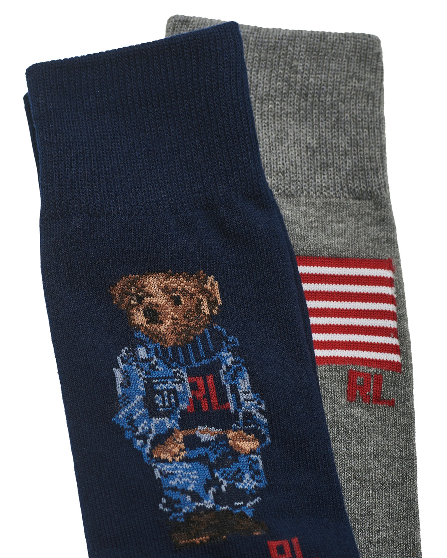 Men | Underwear & Socks | Polo Ralph Lauren | 2-Pack Bear Stripe Socks RL Bear/US Flag
