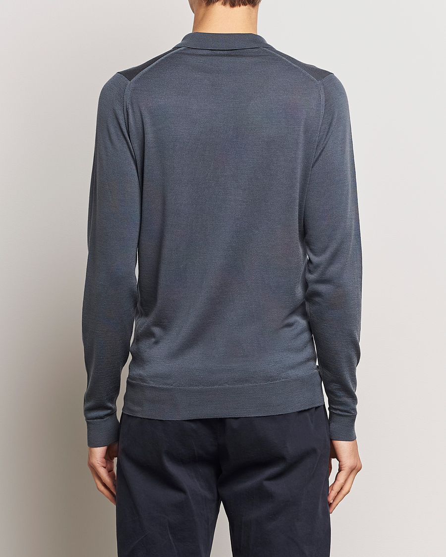 Men | Sweaters & Knitwear | John Smedley | Belper Extra Fine Merino Polo Pullover Slate Grey