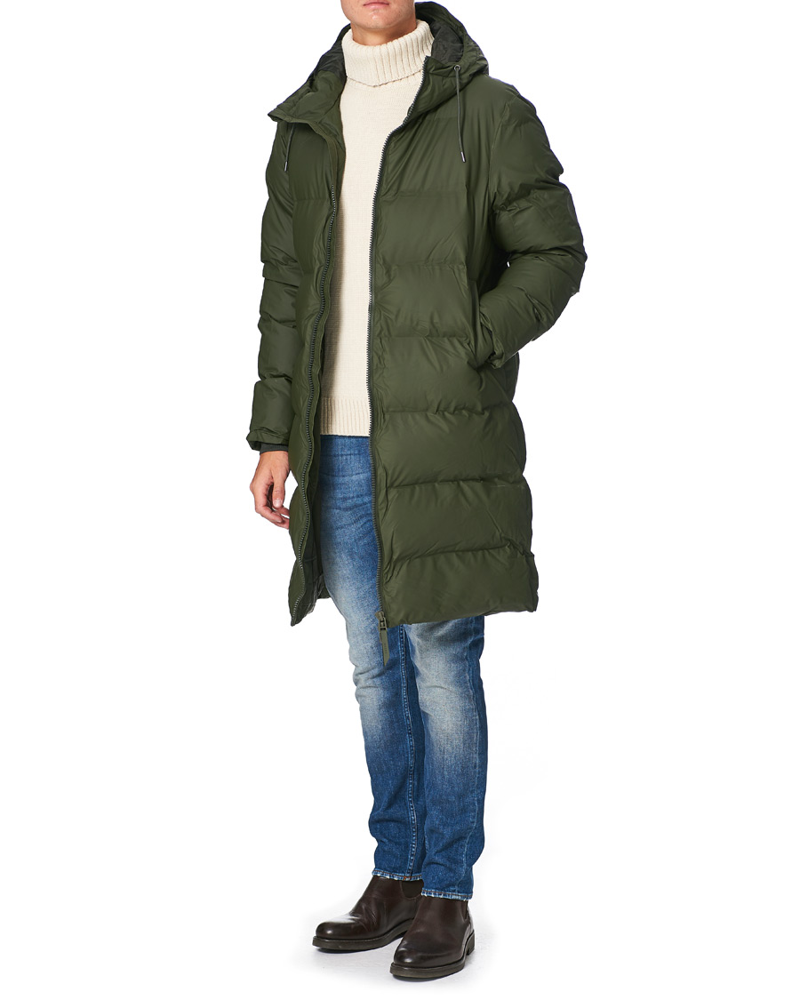Men | Coats & Jackets | RAINS | Waterproof Long Puffer Jacket Green