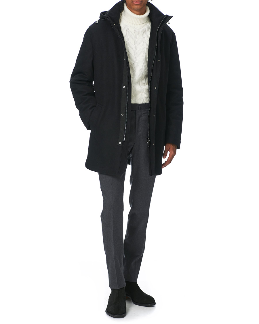 Men | Coats & Jackets | Oscar Jacobson | Dammond Padded Wool Parka Black