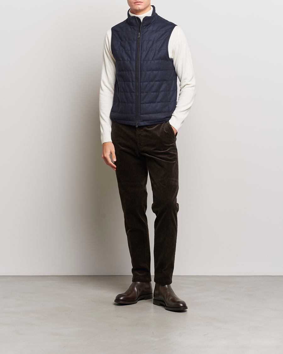 Men | Coats & Jackets | Oscar Jacobson | Liner EVO Flannel Waistcoat Navy