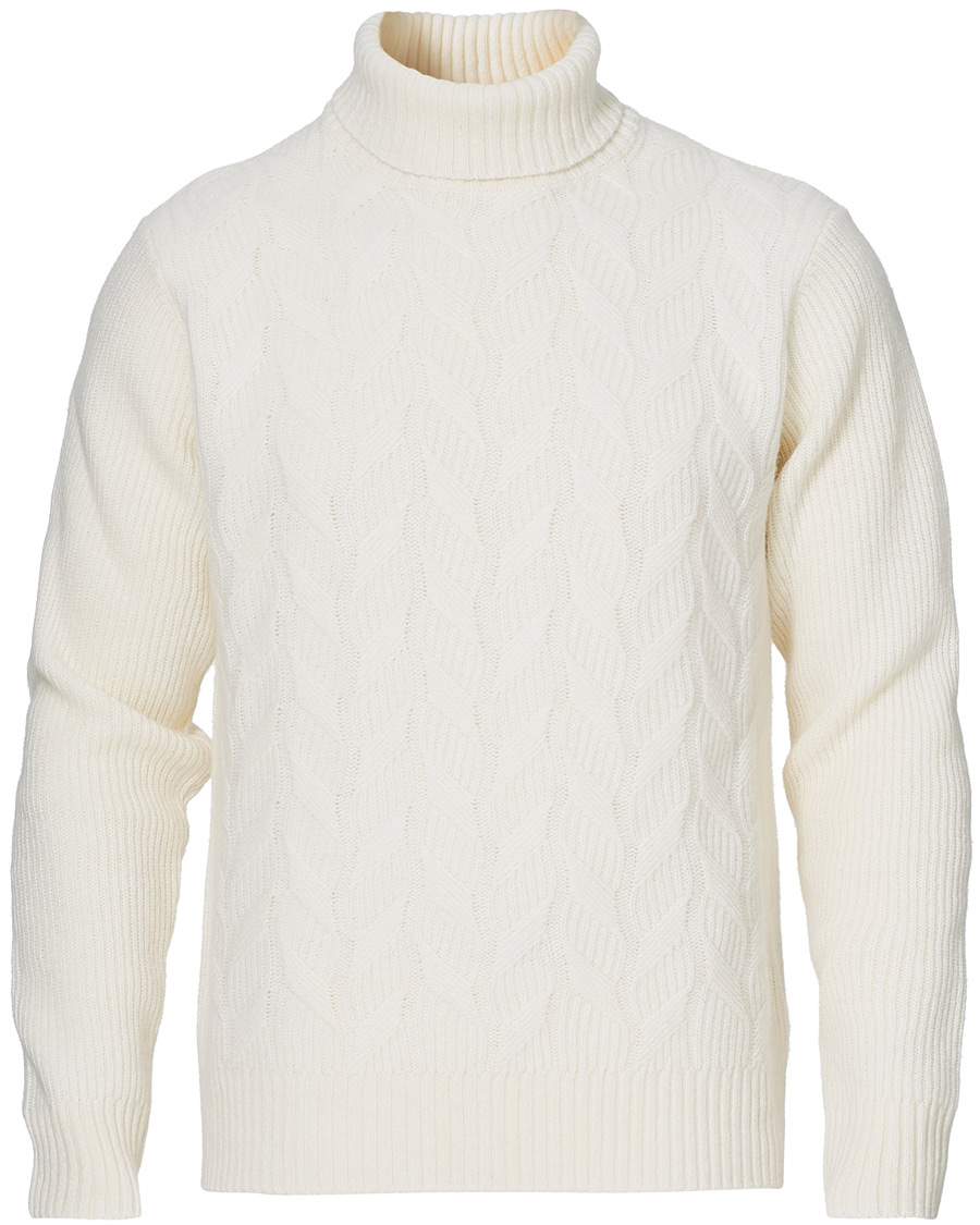 Men | Sweaters & Knitwear | Oscar Jacobson | Samir Wool/Cashmere Cable Rollneck Creme
