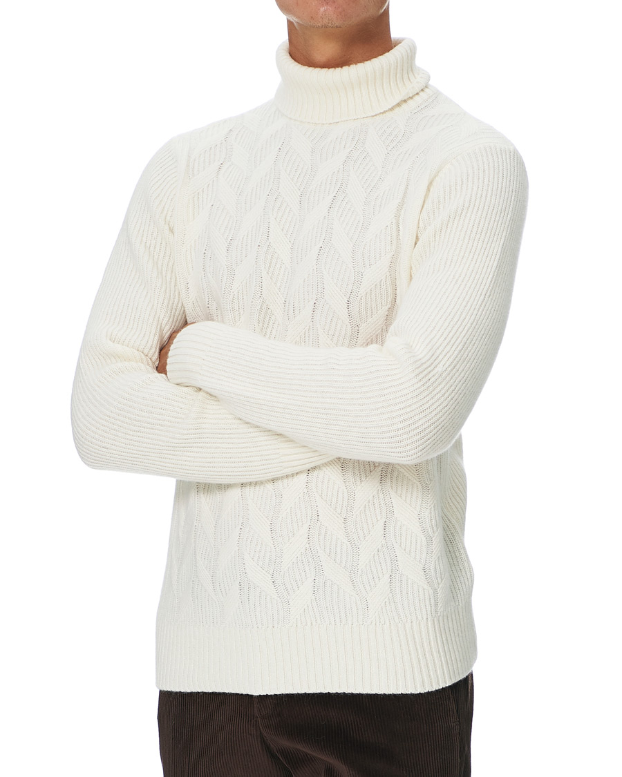 Men | Sweaters & Knitwear | Oscar Jacobson | Samir Wool/Cashmere Cable Rollneck Creme