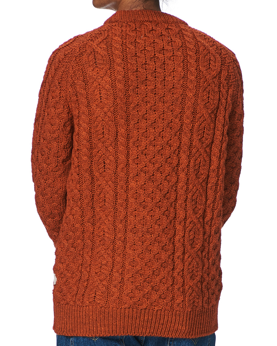 Men | Sweaters & Knitwear | Peregrine | Hudson Wool Aran Knitted Jumper Orange