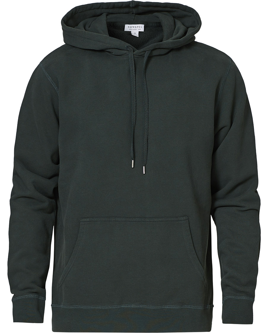 Men | Sweaters & Knitwear | Sunspel | Loopback Hoodie Forest Green