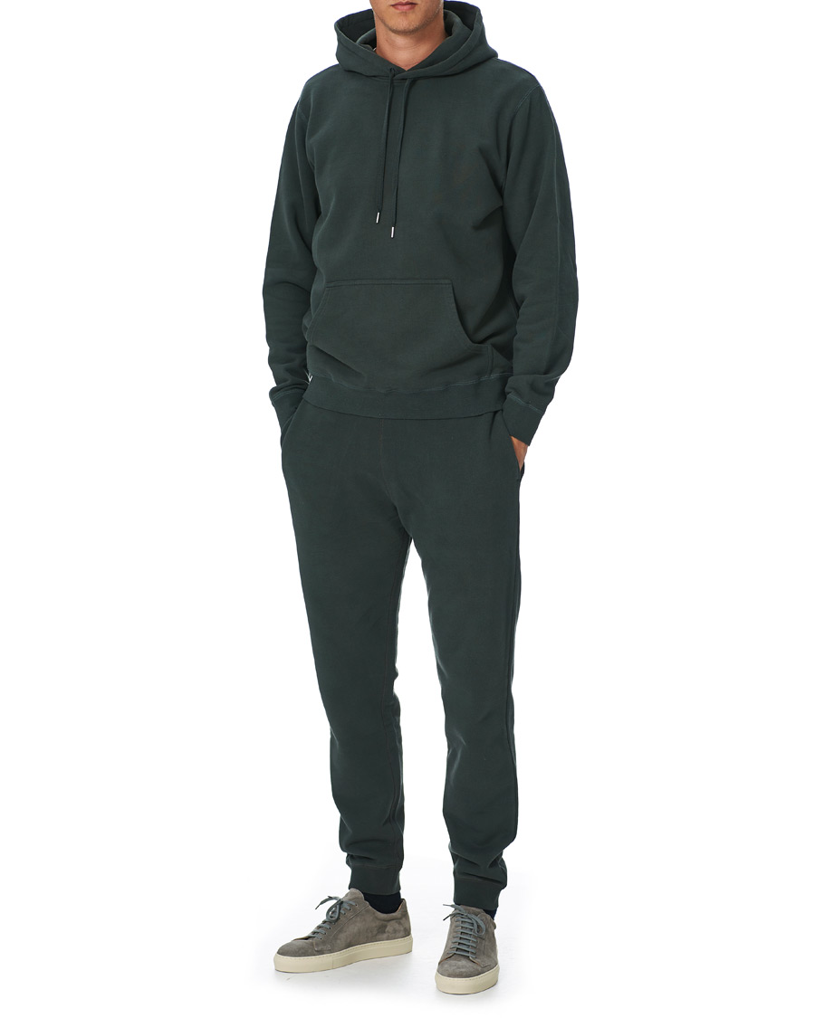 Men | Sweaters & Knitwear | Sunspel | Loopback Hoodie Forest Green