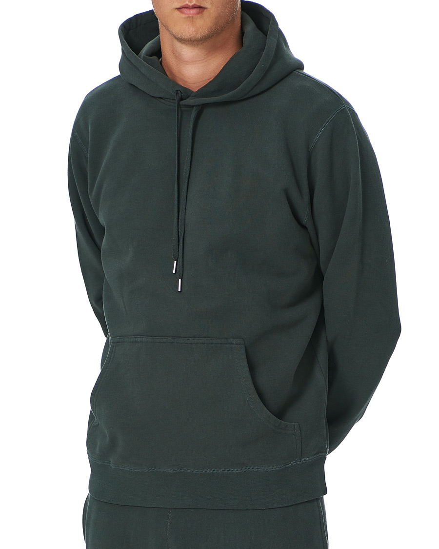 Men | Sweaters & Knitwear | Sunspel | Loopback Hoodie Forest Green