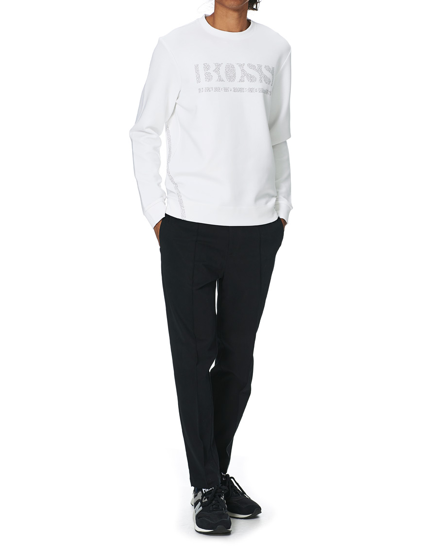 Men | Sweaters & Knitwear | BOSS GREEN | BOSS Athleisure Salbo Iconic Crew Neck Sweatashirt White