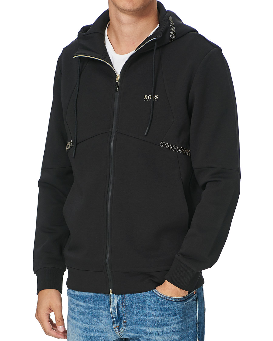 Men | Sweaters & Knitwear | BOSS GREEN | BOSS Athleisure Saggy Full Zip Hoodie Black