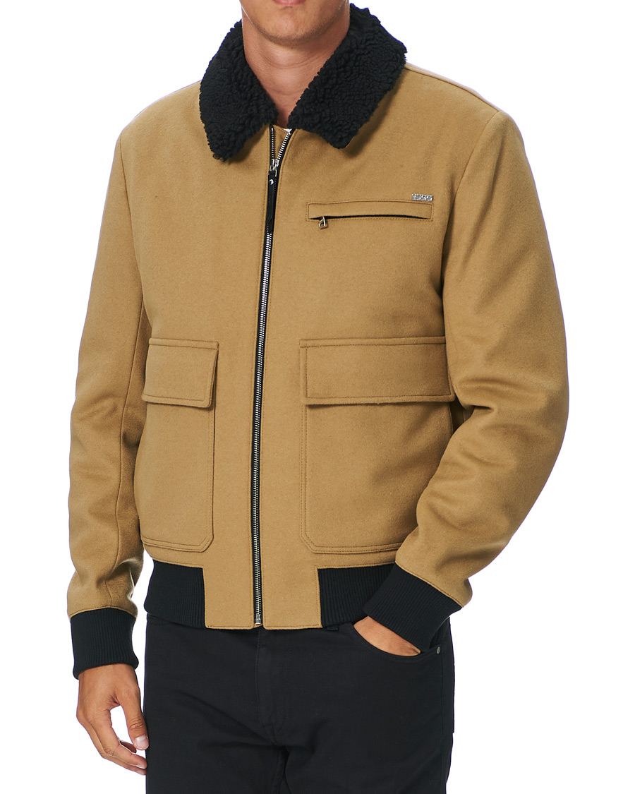 Men | Coats & Jackets | HUGO | Bavi Shearling Jacket Medium Beige