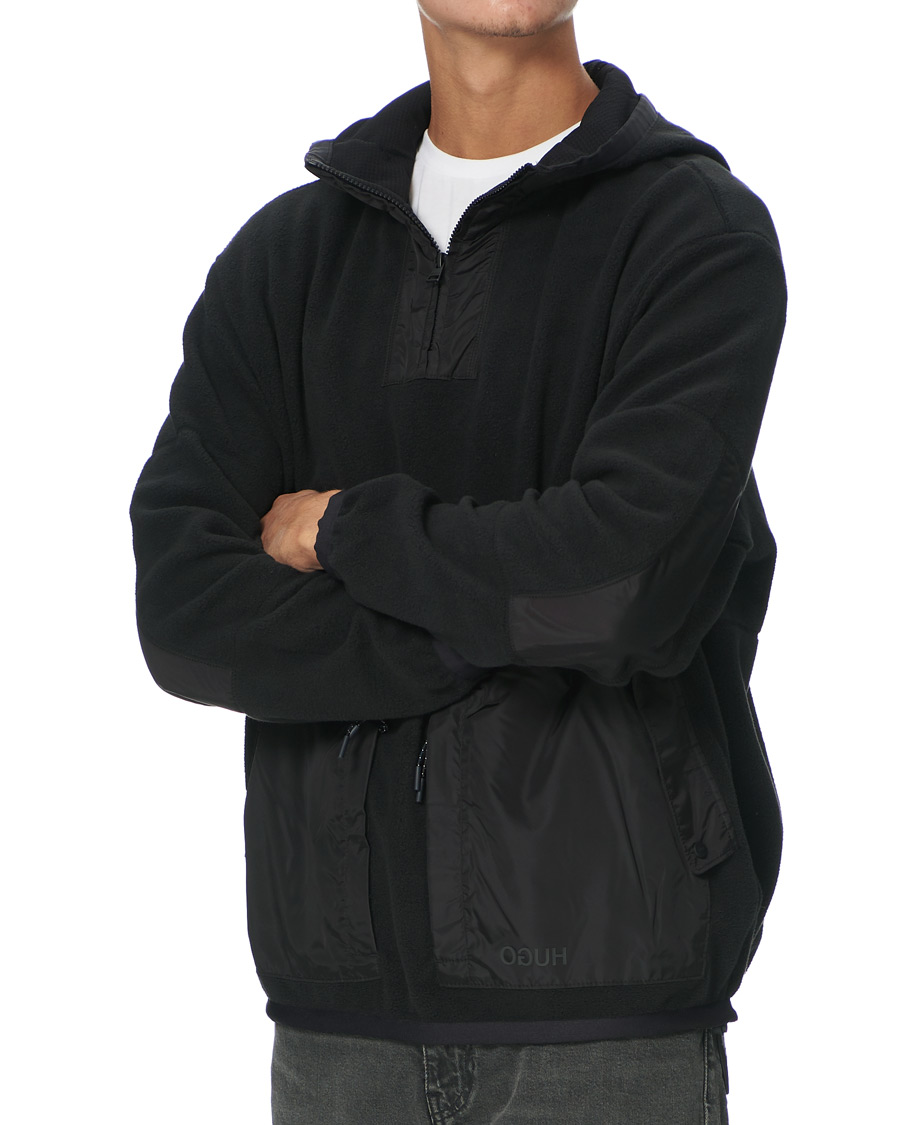 Men | Sweaters & Knitwear | HUGO | Daymans Fleece Half Zip Sweater Black