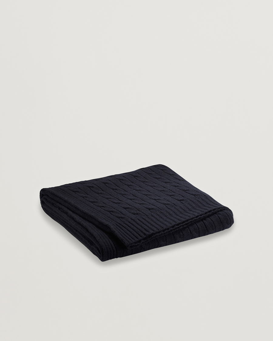 Men | Home | Ralph Lauren Home | Cable Knitted Cashmere Throw Midnight Black