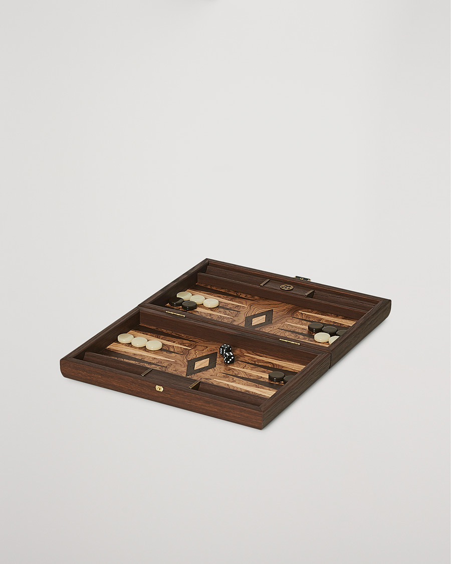 Men | Games | Manopoulos | Walnut Burl Small Backgammon With Side Racks