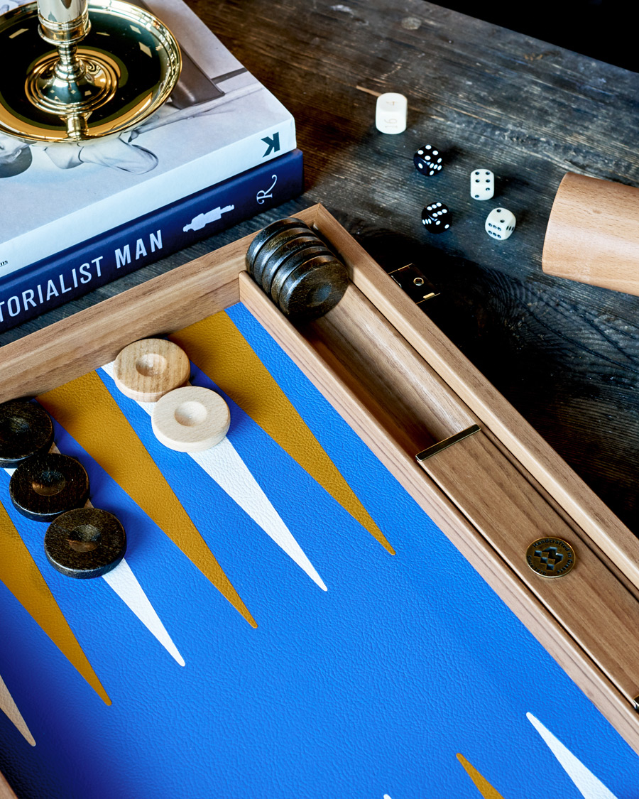 Men | Games | Manopoulos | Walnut Royal Blue Large Backgammon