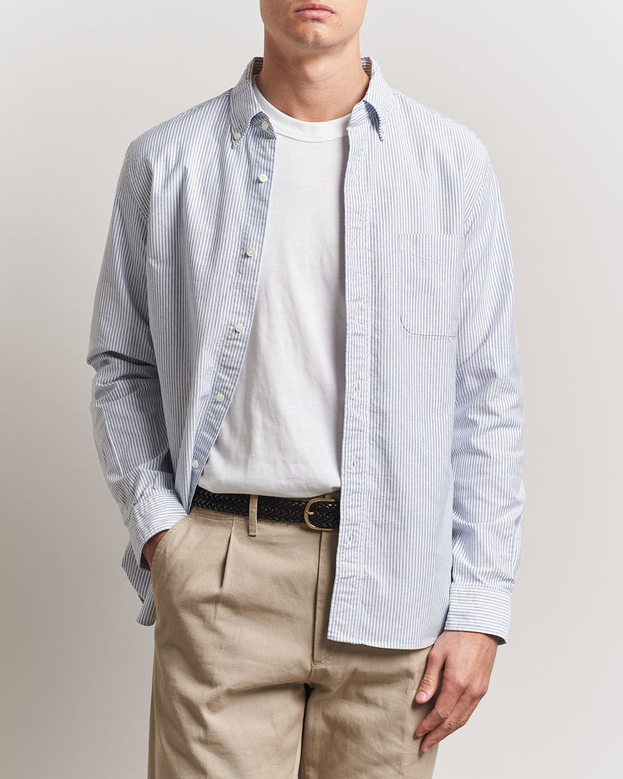 Men | Shirts | BEAMS PLUS | Oxford Button Down Shirt Blue Stripe