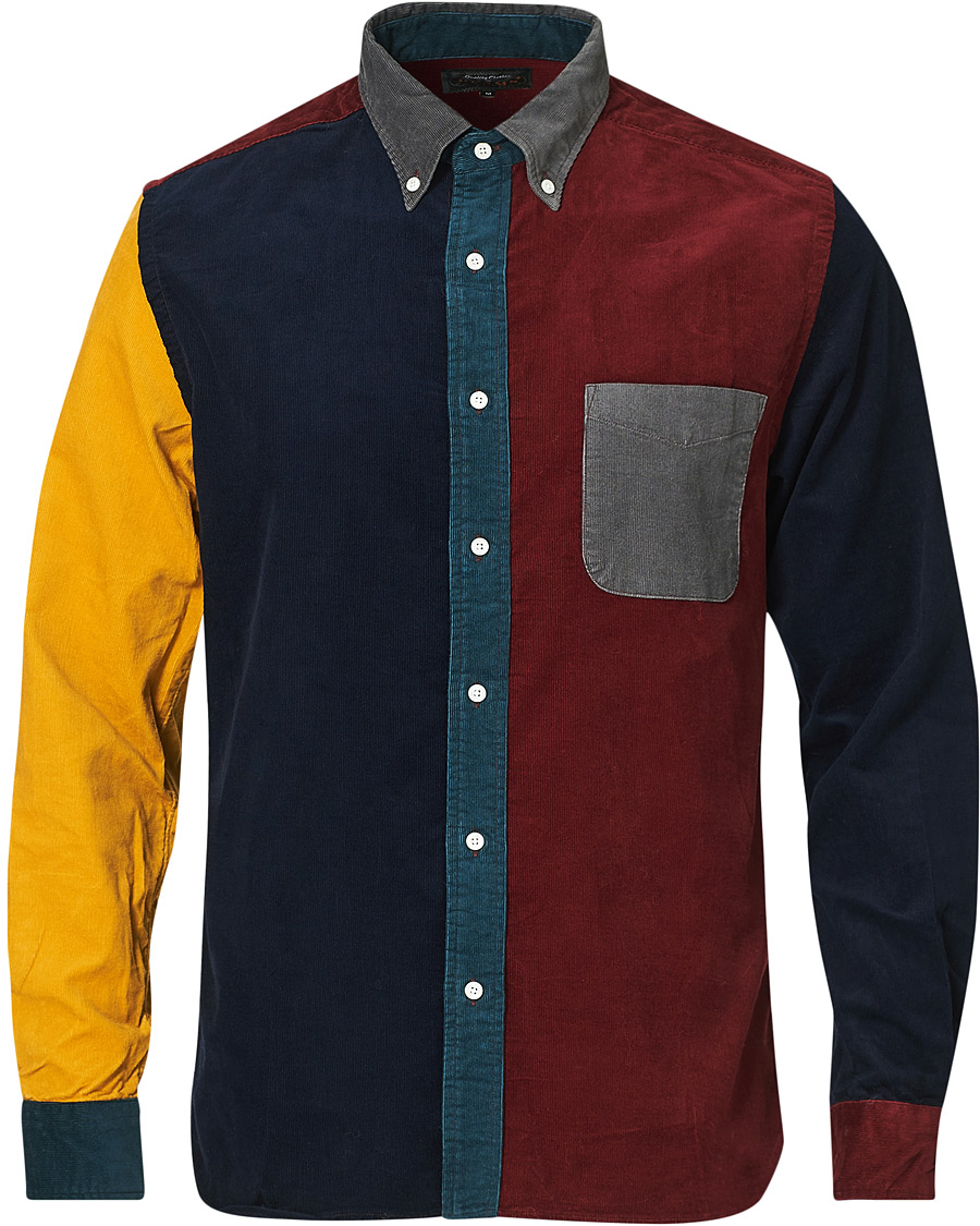 Men | Shirts | BEAMS PLUS | Corduroy Patchwork Button Down Shirt Grey