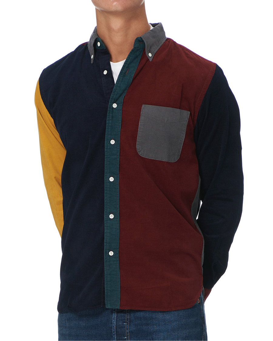 Men | Shirts | BEAMS PLUS | Corduroy Patchwork Button Down Shirt Grey