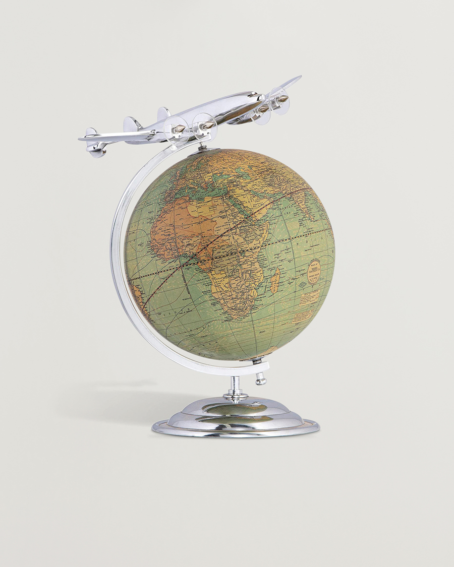 Men | Decoration | Authentic Models | On Top Of The World Globe and Plane Silver
