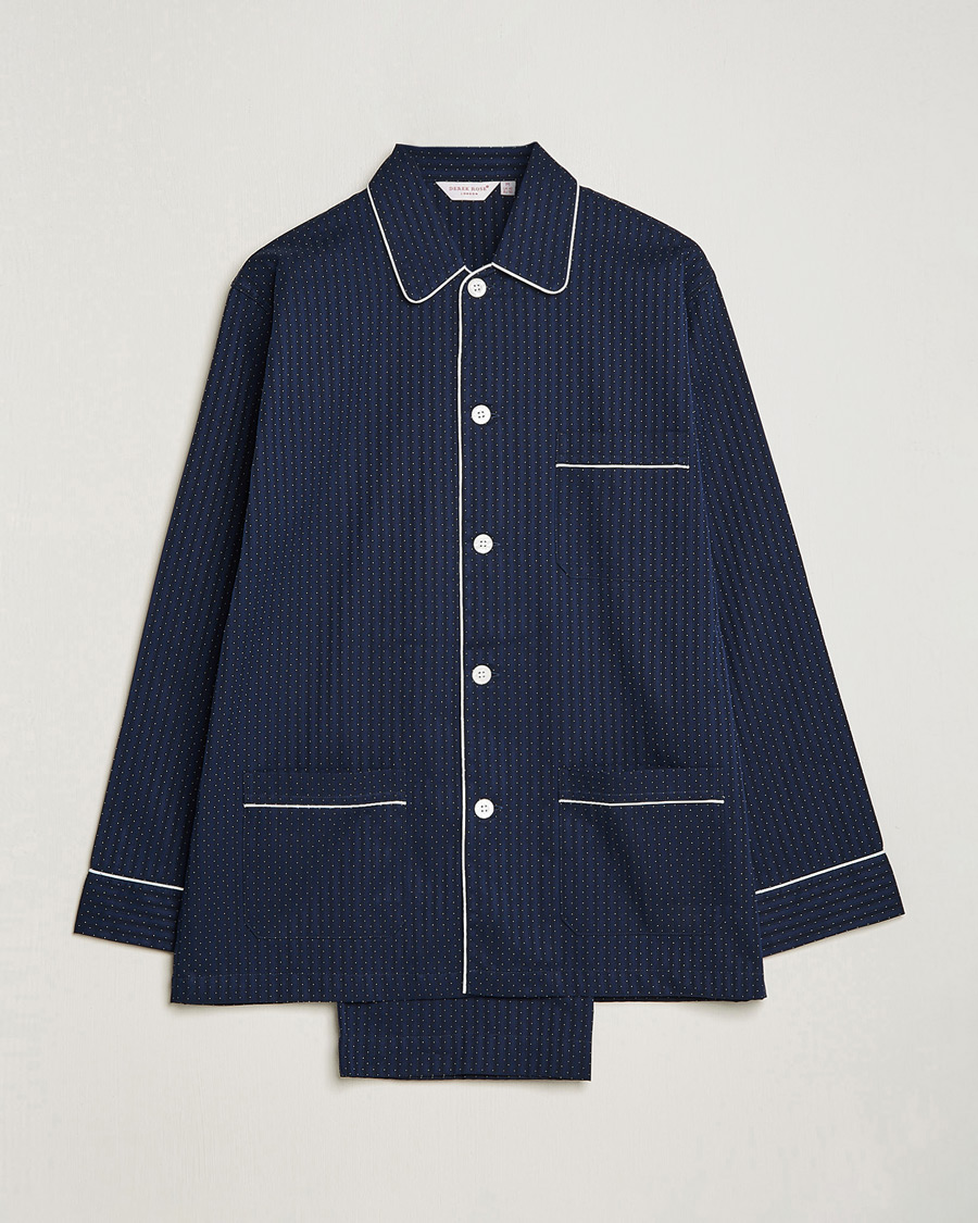 Men | Pyjamas & Robes | Derek Rose | Royal Piped Cotton Pyjama Set Navy