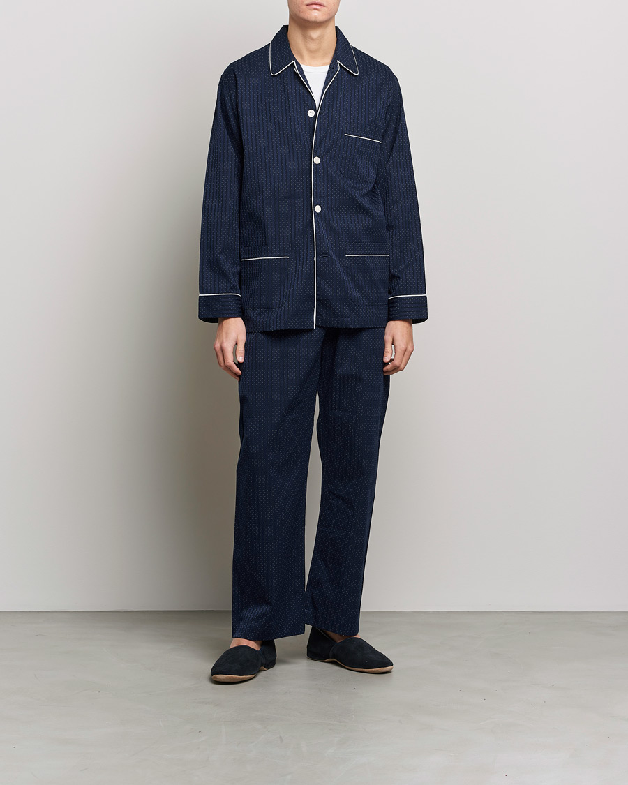 Men | Pyjamas & Robes | Derek Rose | Royal Piped Cotton Pyjama Set Navy